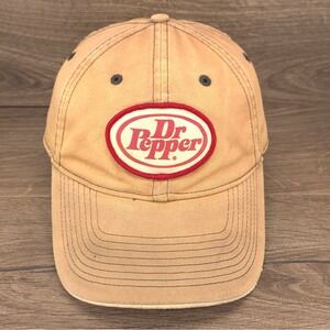 Dr Pepper Hat Cap Adult Strapback Brown Cotton‎ Distressed Workwear Y2K Promo